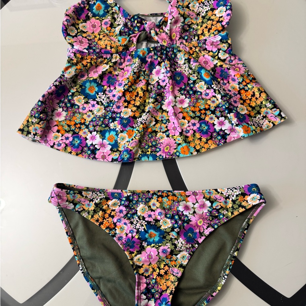 Salt + Cove Floral Bikini with Olive and Pink Accents